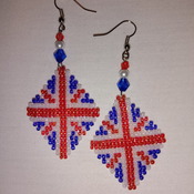 Handmade Diamond Shape Beaded British Earrings