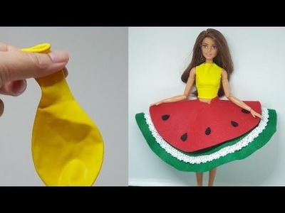 DIY Barbie dress watermelon skirt | Top with balloon Making Easy for girls | Kute Styles