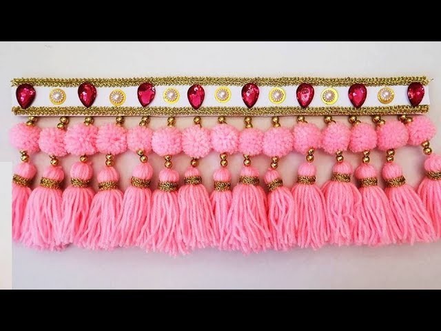 DIY Easy Woolen Pom Pom Door Hanging.Door Toran Out Of Wool.Amazing Woolen Design Door Hanging 0604