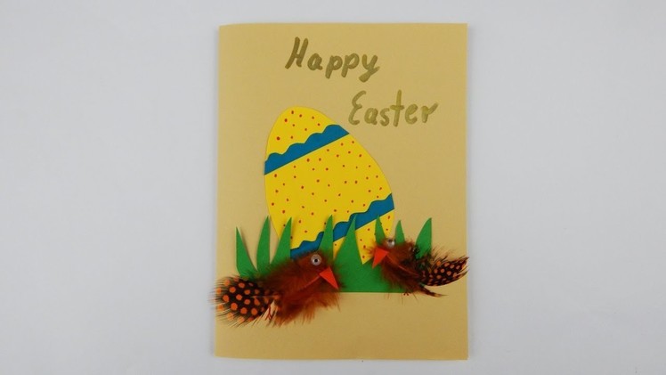 Easter card with egg and chicks DIY scrapbooking Osterkarte mit Ei und Kücken