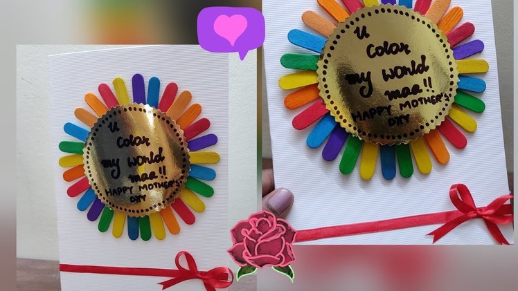 Handmade greeting Card for mother's day.Gift ideas for mother's day.Ice cream stick diy craft ideas