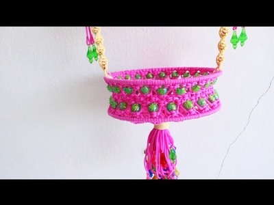 Macrame Bangle Stand With Cosmetic Holder || Tutorial In Hindi || Full HD Part