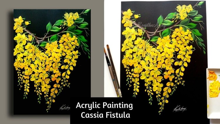 Painting tutorial | step by step acrylic painting spring flowers for beginners