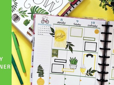 BIG Happy Planner Plan with Me - Yellow and Green - April 8-14, 2019