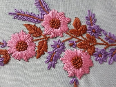 Easy hand embroidery simple satin bail border stitch hand work design