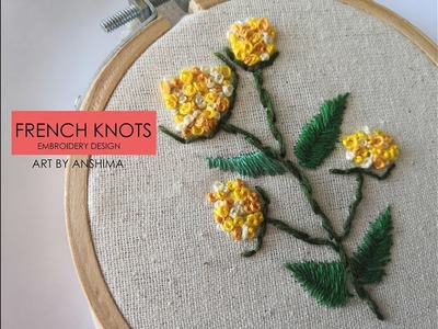 French knot and stem stitch flower design I Hand embroidery design