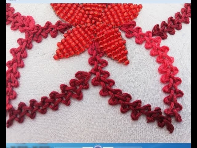 Hand Embroidery:beautiful flower with Braid Stitch and beads