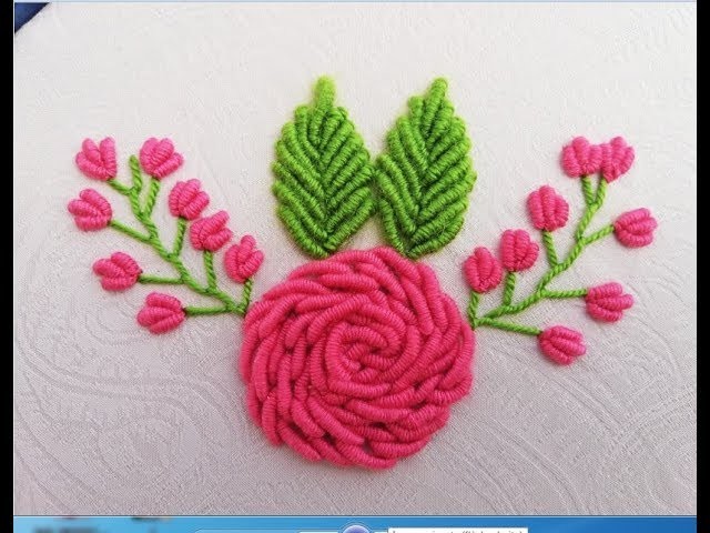 Hand Embroidery:Pink Roses with Bullion Knot Stitch
