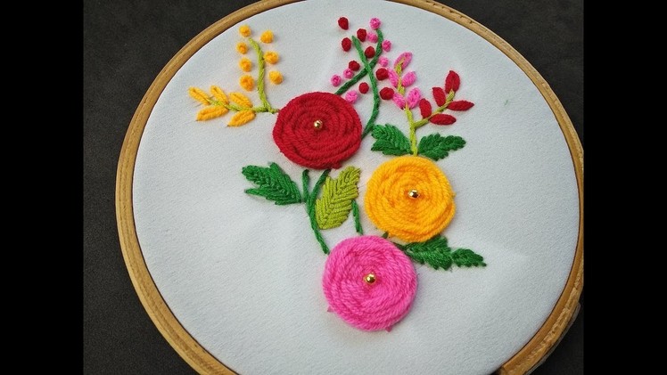Hand Embroidery | Roses With Woven Wheel Stitch | Woven Spider Web Stitch | Woven Wheel Stitch