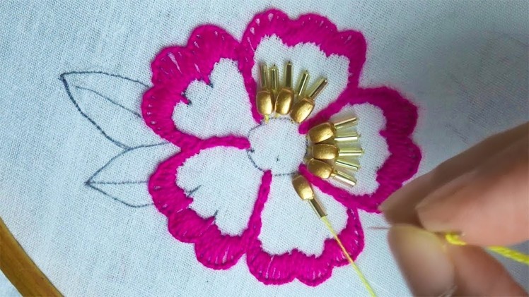 Hand embroidery with beads|modern flower embroidery design