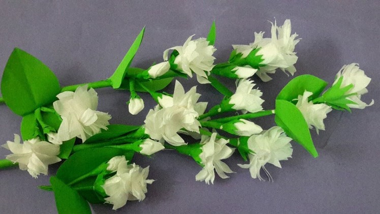 How to Make Jasmine Flower with Tissue paper || Mullapoo Flower Easy Method #5Minutecraftwork