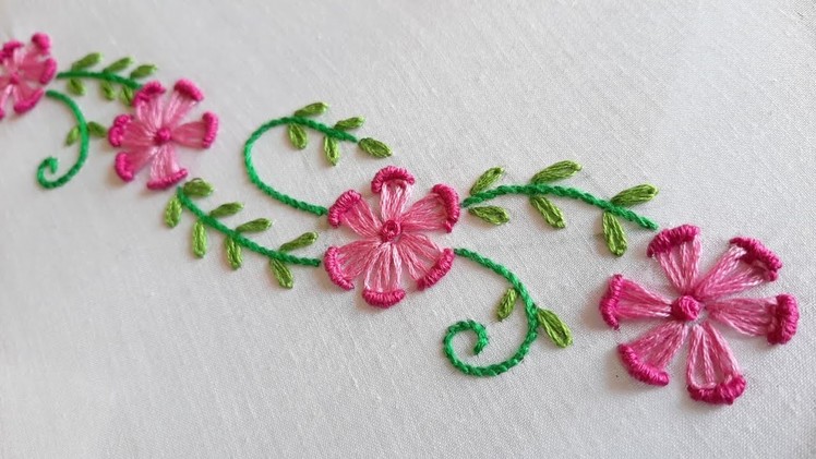 New Floral Border Design (Hand Embroidery Work)