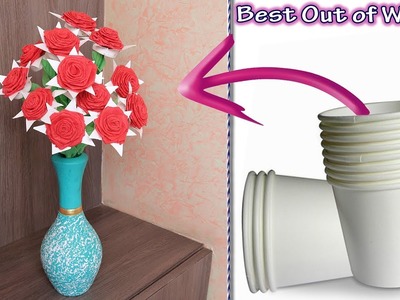 Reuse Waste Disposable TEA Cups || Flower Vase || Best Out Out of Waste Idea 2019