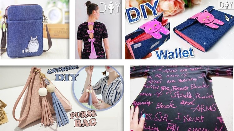 SUPER DIYs OLD CLOTH RECYCLE INTO CUTE BAGS & T-SHIRT. Cool DIY Bag Tutorials