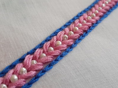 Beaded Cluster Stitch Border (Hand Embroidery Work)