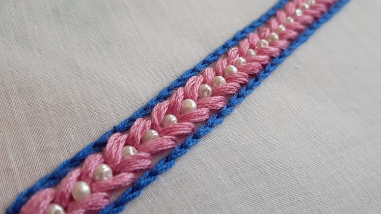 Beaded Cluster Stitch Border (Hand Embroidery Work)