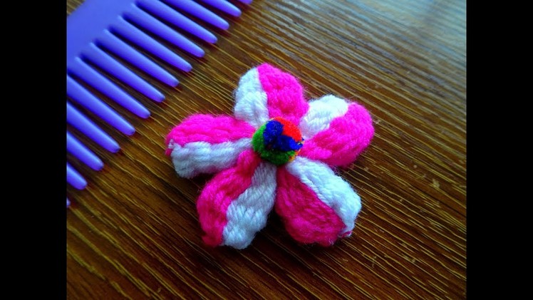 Beautiful woolen flower using comb | Easy woolen flower making tutorial