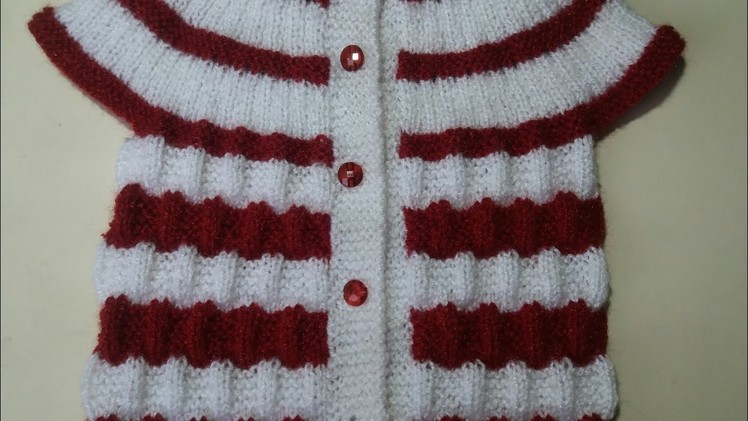 Double colour baby cardigan starting from neck # part - 2
