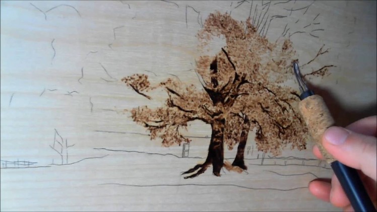 Jeans Pyrography art (How to draw a Tree)