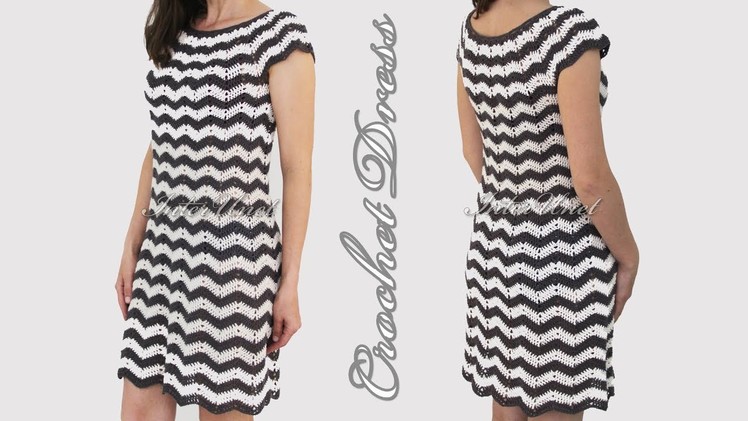 DIY dress - black.white stripes dress crochet pattern