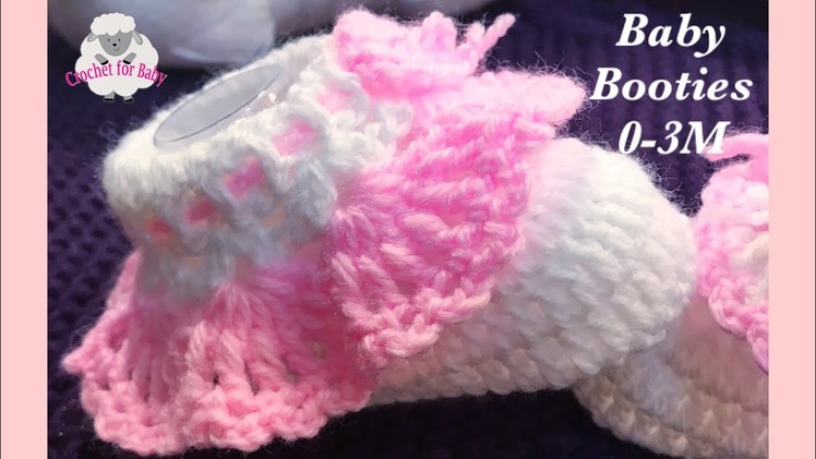 Easy crochet cuffed baby booties for beginners - Newborn, 0-3 month, 3-6M by Crochet for Baby #186