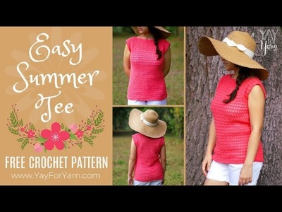 Easy Summer Tee - Free Crochet Pattern for Beginners - Made from Rectangles | Yay For Yarn