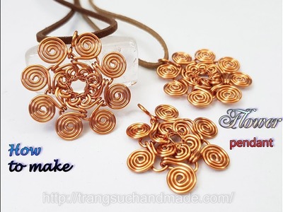 Flower pendant inspired by Egyptian Coil from copper wire  480