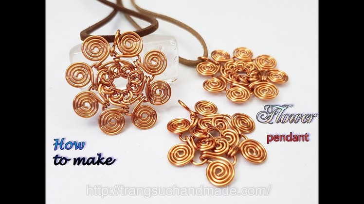 Flower pendant inspired by Egyptian Coil from copper wire  480