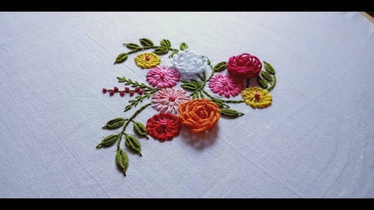 Hand embroidery. 3 different flowers embroidery design for dresses and frocks.