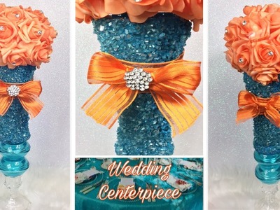 How To Create A Glamorous Turquoise and Orange Wedding Centerpiece. Spring Bling Wedding Ideas