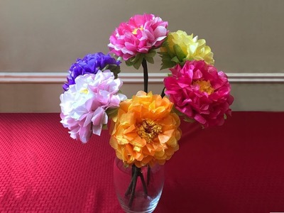 How to make a beautiful and easy tissue paper.kite paper flower with stem - Mother's day craft