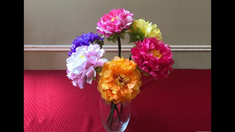 How to make a beautiful and easy tissue paper.kite paper flower with stem - Mother's day craft
