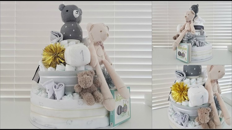 How To Make a Nappy Diaper Cake Tutorial | Gender Neutral