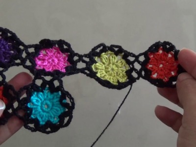 Motivos mini margaritas multicolor unidas a crochet 2