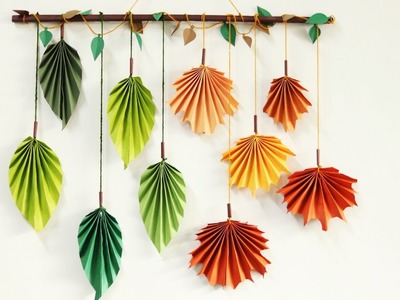 Paper leaf wall hanging tutorial - DIY easy wall decoration crafts ideas