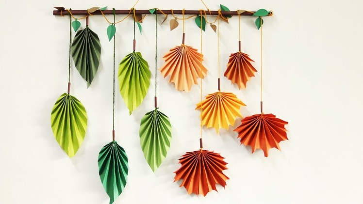 Paper leaf wall hanging tutorial - DIY easy wall decoration crafts ideas