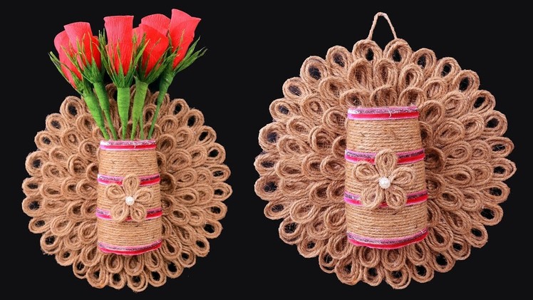 Wall Hanging Flower Vase with waste materials || Showpiece Making Using Jute
