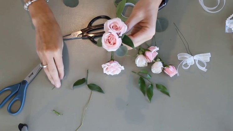 Wrist corsage and boutonniere