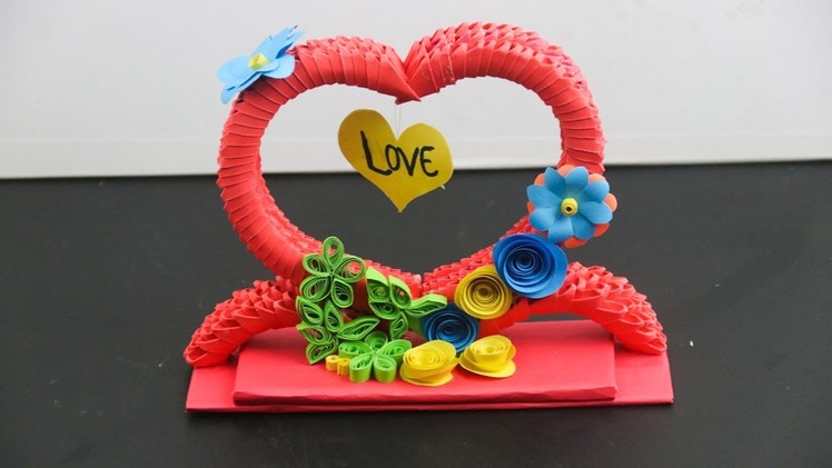3d origami showpiece | DIY valentine's day gift from paper | 3d Paper craft - Room decor