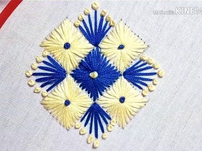 #84# A flower Design with hand embroidery. Easy hand embroidery work for beginners
