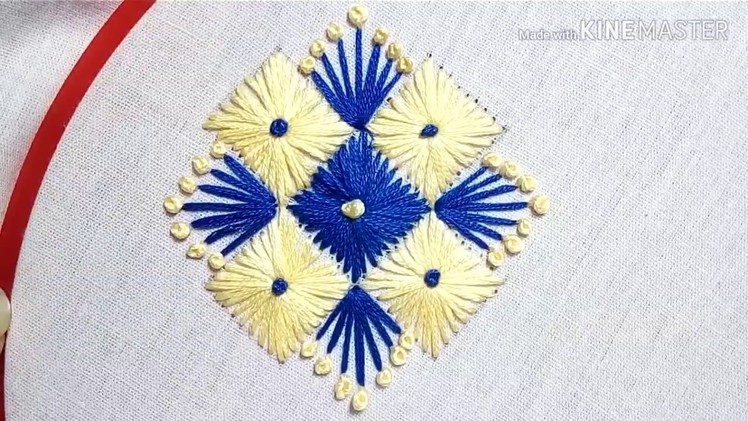 #84# A flower Design with hand embroidery. Easy hand embroidery work for beginners