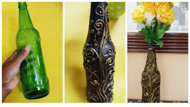Antique Bottle Art.Bottle Flower Vase