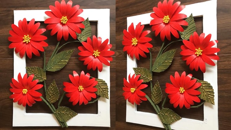 DIY Beautiful Red Flower Wall Decor | Home Decoration | Wall Hanging | #45 |