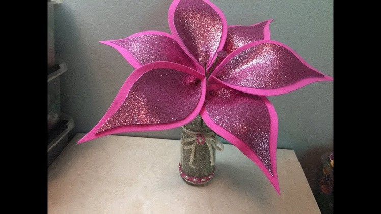 DIY: How to make a glitter foam flower. Como hacer una bella flor en Foami. Goma Eva
