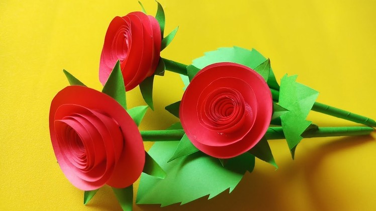 DIY | Rose paper flower - easy cut and paste | Easy flower cutting | DIY papercraft