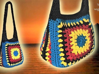 DIY Tutorial Crochet Granny Square Handbag (Heklana torba)