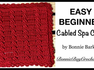 EASY BEGINNER'S Cabled Spa Cloth, by Bonnie Barker
