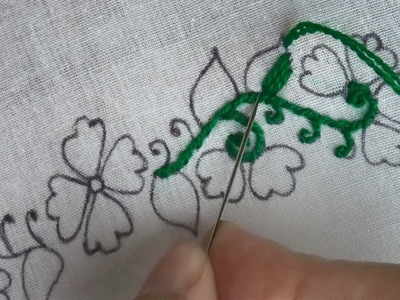 Easy border design hand embroidery, hand stitches border design for dress