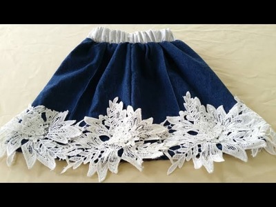 Fast conversion of old jeans into a stylish baby skirt is very simple
