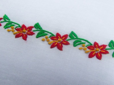 Hand Embroidery, Beautiful Border Line Embroidery Design, Easy Border Embroidery